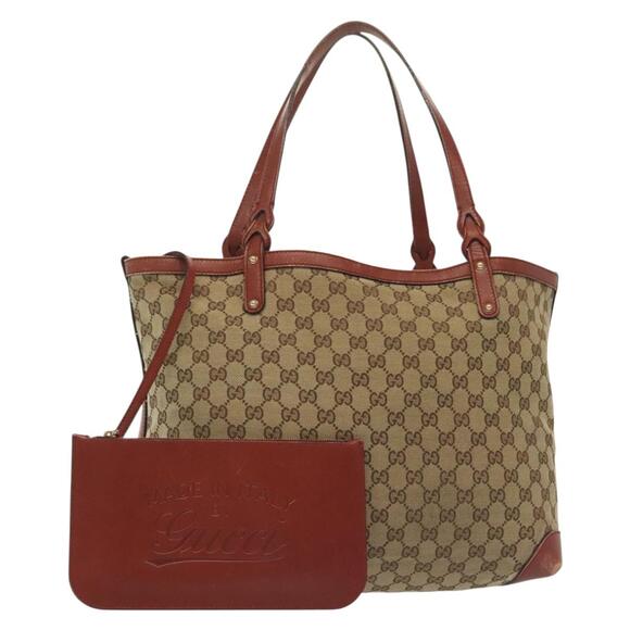 GUCCI GG Canvas Tote Bag Beige Gold - Picture 1 of 16